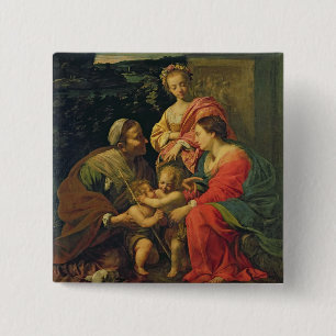 Macaron Carré 5 Cm La Vierge et l'enfant avec St Elizabeth, l'Infan