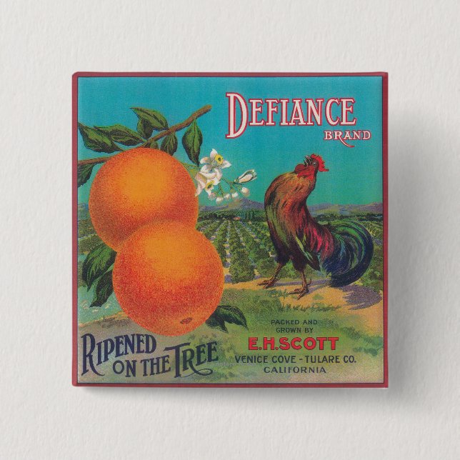 Macaron Carré 5 Cm Label Orange DéfianceVenice Cove, CA (Devant)
