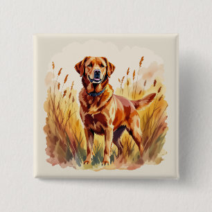 Macaron Carré 5 Cm Labrador Retriever Chien Rouge Renard