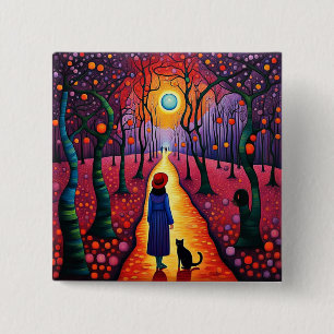 Macaron Carré 5 Cm Lady et son chat à Plum Grove