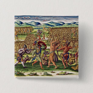 Macaron Carré 5 Cm L'aide française les Indiens dans la bataille