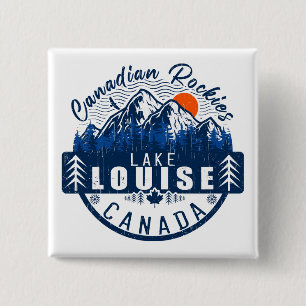 Macaron Carré 5 Cm Lake Louise Canada Vintage Rétro Sunset Souvenir