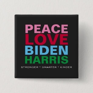 Macaron Carré 5 Cm L'AMOUR DE LA PAIX BIDEN HARRIS Plus Smarter Kinde