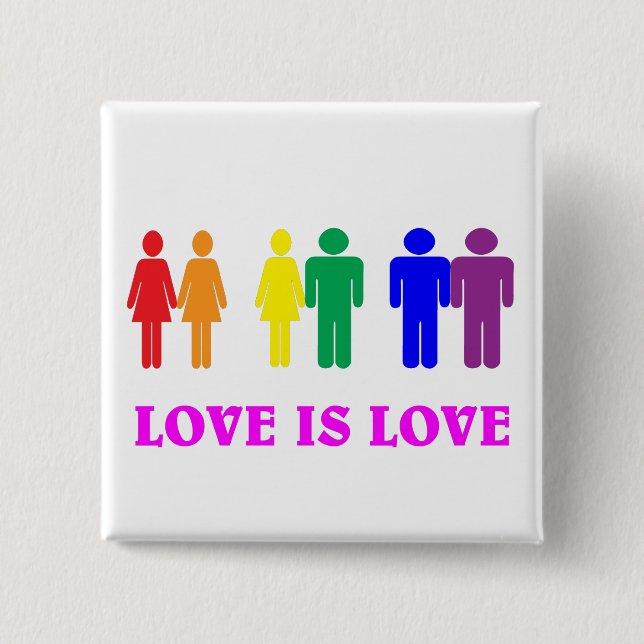 Macaron Carré 5 Cm L'amour LGBTQ, c'est l'amour. (Devant)