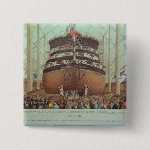 Macaron Carré 5 Cm Lancement de H.M.S. Royal Albert, vapeur de vis