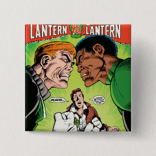 Macaron Carré 5 Cm Lanterne verte contre la lanterne verte