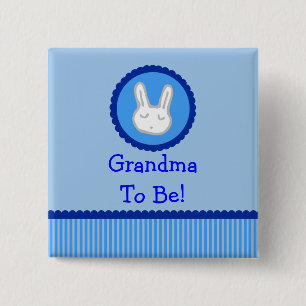 Macaron Carré 5 Cm Lapin bleu "grand-maman à être" bouton de baby