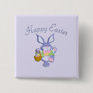 Macaron Carré 5 Cm Lapin de Pâques Violet Dansant Lavande