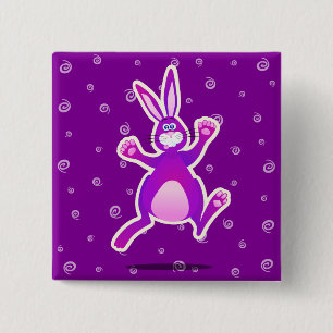 Macaron Carré 5 Cm Lapin drôle, bouton