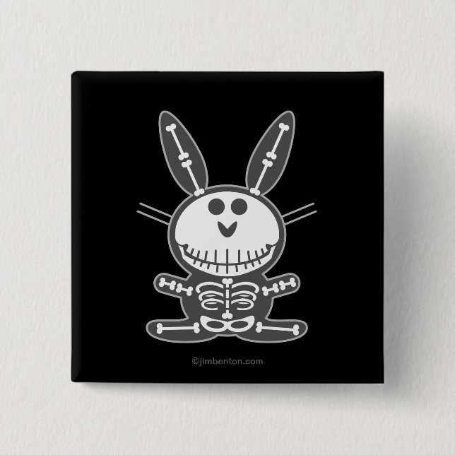Macaron Carré 5 Cm Lapin squelettique (Devant)