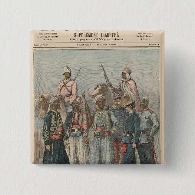 Macaron Carré 5 Cm L'armée coloniale (Devant)