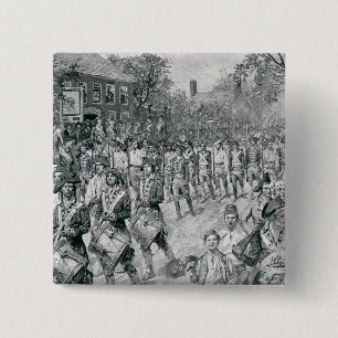 Macaron Carré 5 Cm L'armée continentale marchant en bas du vieux