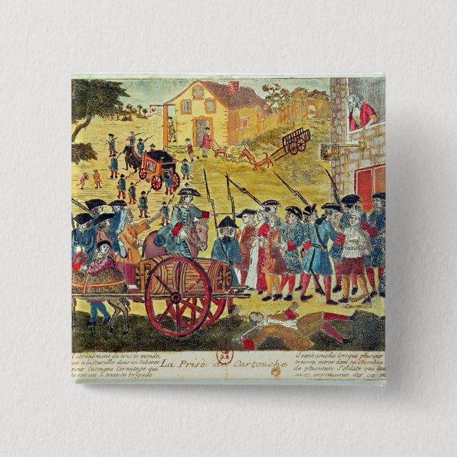 Macaron Carré 5 Cm L'arrestation de la cartouche de Louis Dominique (Devant)