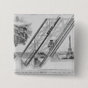 Macaron Carré 5 Cm L'ascenseur d'Otis dans Tour Eiffel