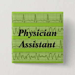 Macaron Carré 5 Cm L'assistant de médecin boutonne le vert cardiaque