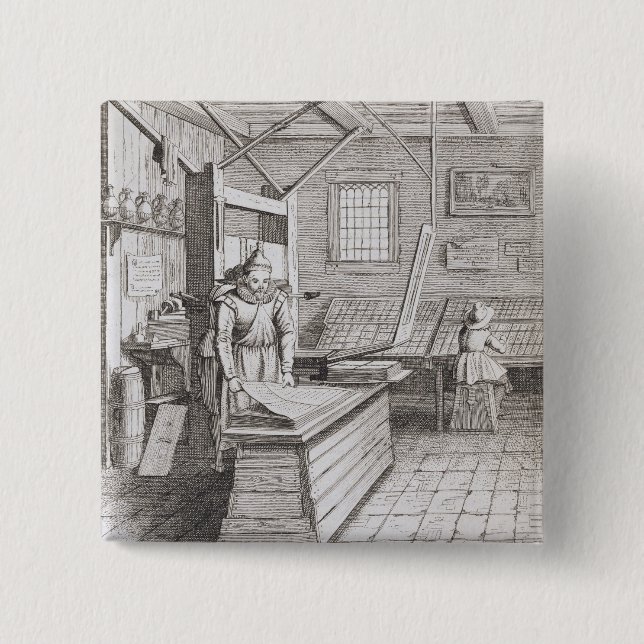 Macaron Carré 5 Cm L'atelier de reliure de Laurens Janszoon Koster, b (Devant)