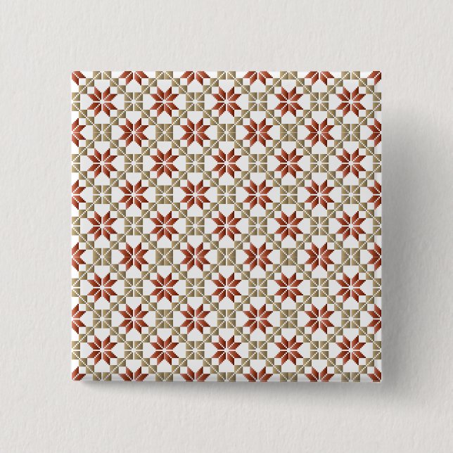 Macaron Carré 5 Cm Latvian Morning SUN motif géométrique IX (Devant)