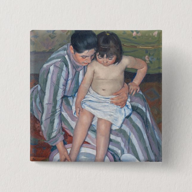 Macaron Carré 5 Cm Le bain de l'enfant, 1893 (huile sur la toile) (Devant)