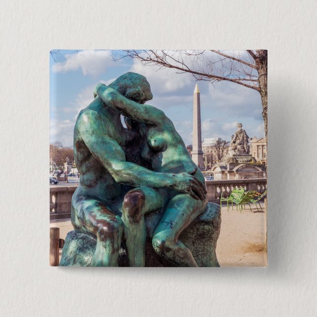 Macaron Carré 5 Cm Le baiser d'Auguste Rodin aux Tuileries, Paris (Devant)