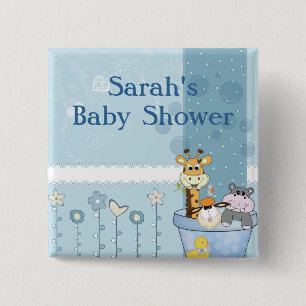 Macaron Carré 5 Cm Le bleu layette pointille le baby shower de fleurs
