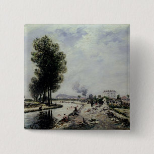 Macaron Carré 5 Cm Le canal de l'Ourcq près de Pantin, 1871