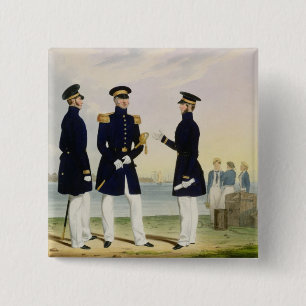 Macaron Carré 5 Cm Le capitaine, le dirigeant de drapeau et le