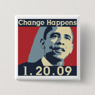 Macaron Carré 5 Cm Le changement d'Obama se produit bouton