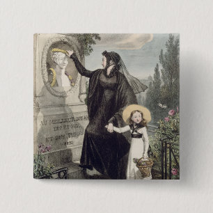 Macaron Carré 5 Cm Le cimetière de Pere Lachaise, imprimé par Charl