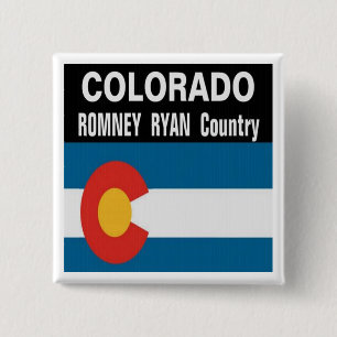 Macaron Carré 5 Cm Le COLORADO est bouton de pays de Romney Ryan