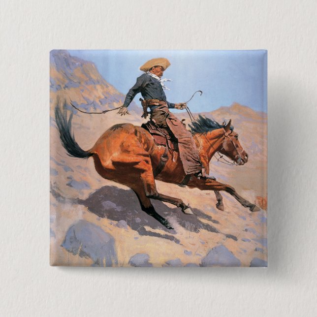 Macaron Carré 5 Cm Le cowboy (huile sur la toile) (Devant)