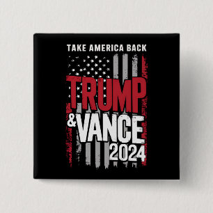 Macaron Carré 5 Cm Le drapeau américain Trump Vance 2024 fait revenir