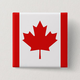 Macaron Carré 5 Cm Le drapeau de la Feuille d'érable du Canada