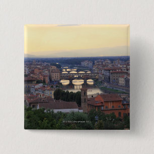 Macaron Carré 5 Cm Le fleuve Arno et le Ponte Vecchio à Florence,