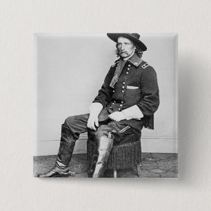 Macaron Carré 5 Cm Le Général George A. Custer (photo de b/w)