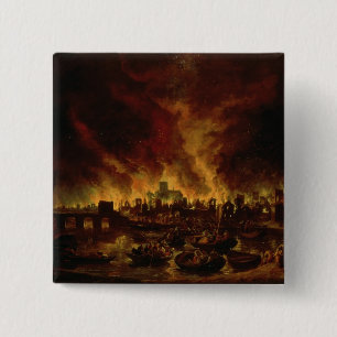 Macaron Carré 5 Cm Le grand feu de Londres en 1666