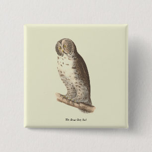 Macaron Carré 5 Cm Le grand hibou gris (Strix nebulosa) NY Bird Image