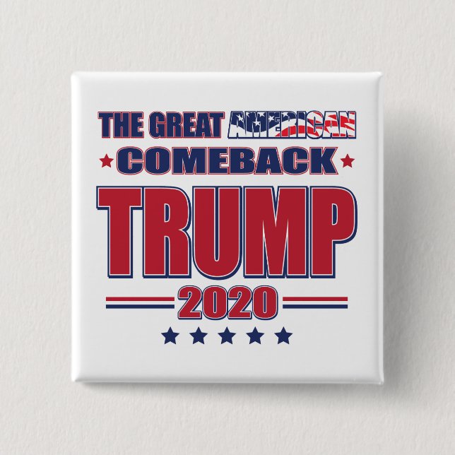 Macaron Carré 5 Cm Le grand retour américain - Trump 2020 (Devant)
