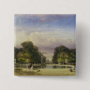 Macaron Carré 5 Cm Le jardin des Tuileries, avec l'Arc de Triomphe à