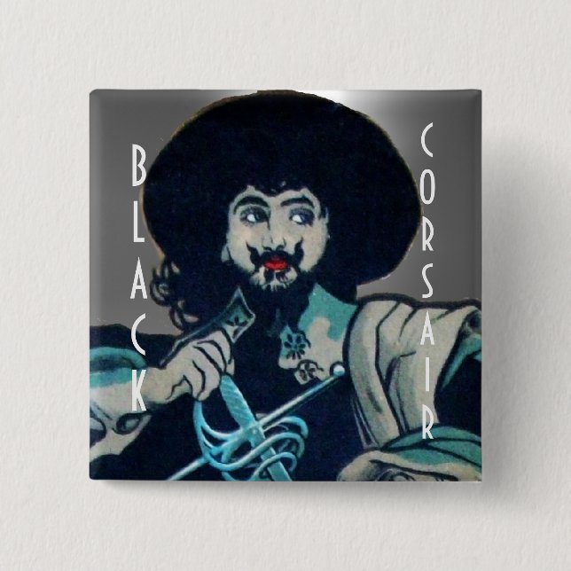 Macaron Carré 5 Cm LE JEU NOIR CORSAIR blanc (Devant)