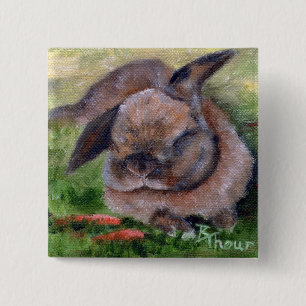 Macaron Carré 5 Cm Le lapin rêve le bouton