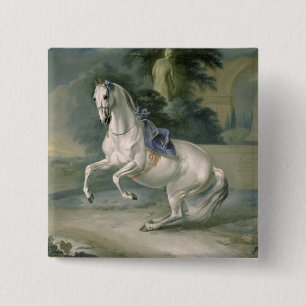 Macaron Carré 5 Cm Le levade "Leal" blanc d'en d'étalon, 1721