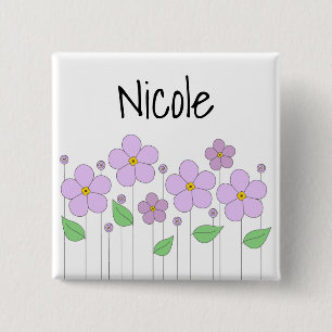 Macaron Carré 5 Cm Le lilas fleurit le bouton