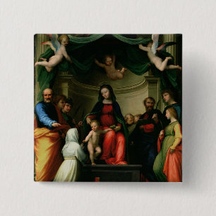 Macaron Carré 5 Cm Le mariage mystique de St Catherine de Sienne avec