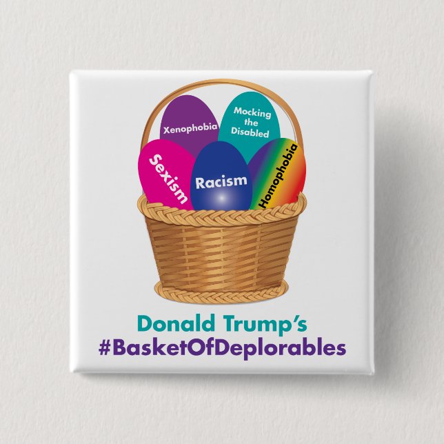 Macaron Carré 5 Cm Le panier de Donald Trump de Deplorables (Devant)