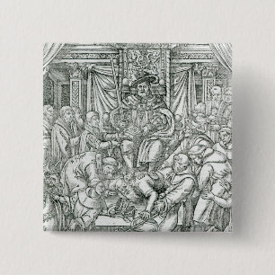 Macaron Carré 5 Cm Le pape supprimé par le Roi Henry VIII, 1534