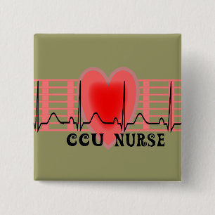 Macaron Carré 5 Cm Le papier et le coeur d'Ekg de cadeau d'infirmière