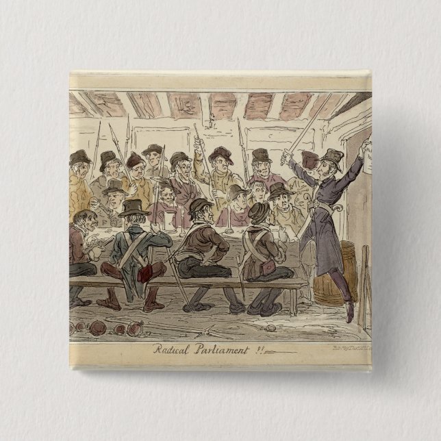 Macaron Carré 5 Cm Le Parlement radical ! ! " (Devant)