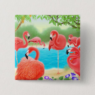 Macaron Carré 5 Cm Le Pin de Flamant rose