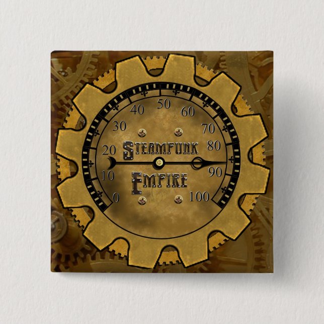 Macaron Carré 5 Cm Le Pin d'empire de Steampunk (Devant)