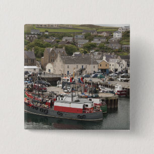 Macaron Carré 5 Cm Le port de Stromness, au bord de l'Atlantique Nord